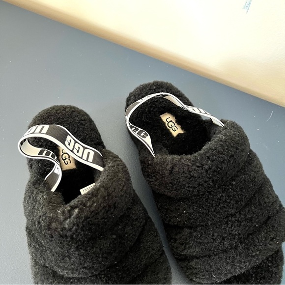 Ugg Fluff Yeah Fuzz Black Slide Open Toe Soft Shoe Slides Sandals Size 8 - Picture 13 of 16